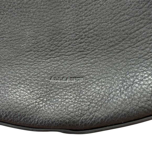 AllSaints Leather Half Moon Crossbody Bag Black - Picture 2 of 8